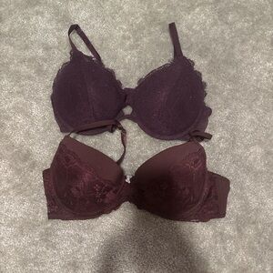 Elegant Lace Burgundy Bra Set
